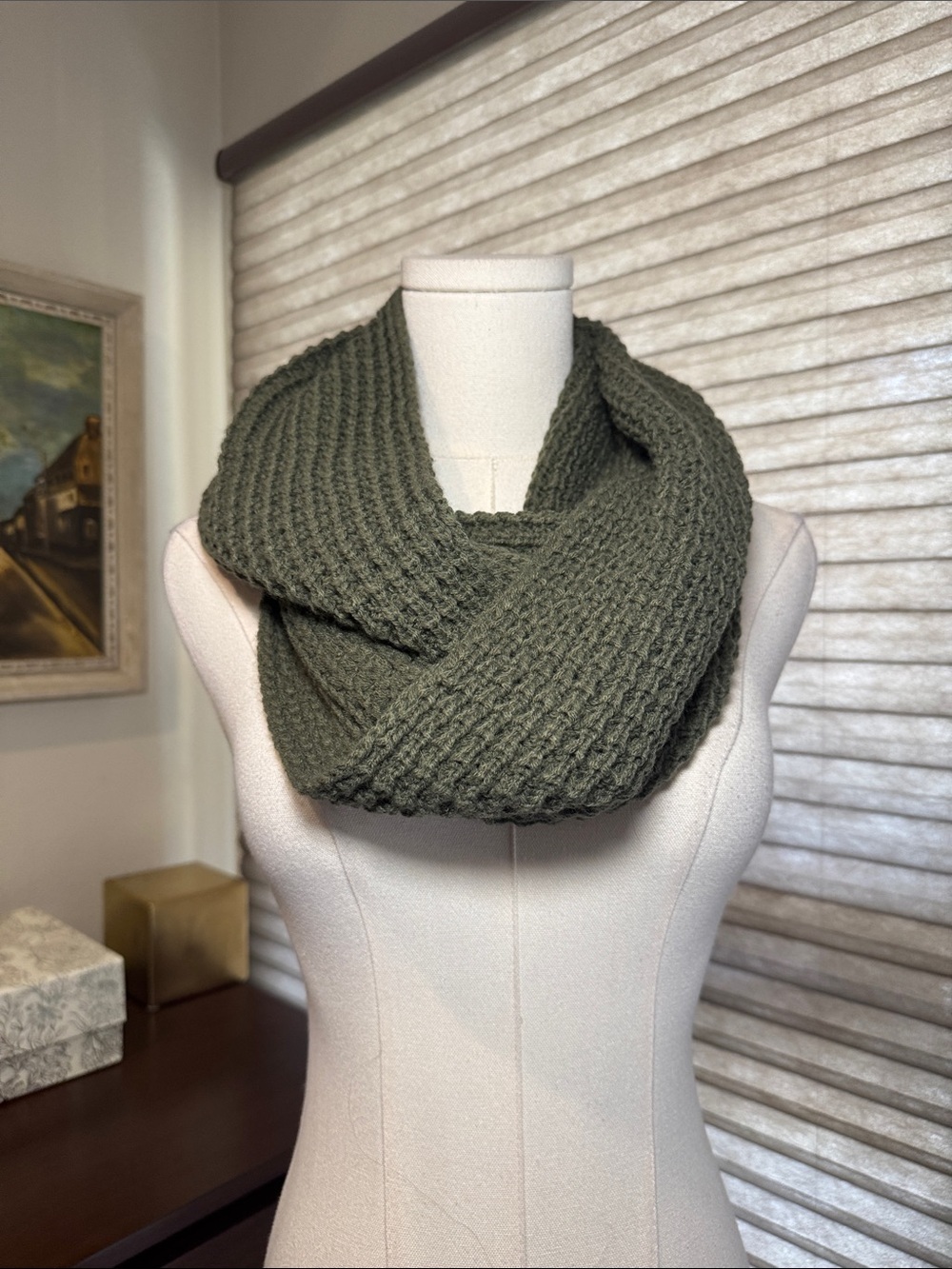 Mossimo Supply Co. Olive Green Knit Infinity Scarf
